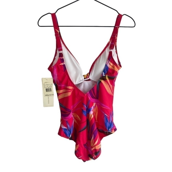Gottex Paradise V-Neck Floral One Piece 14 Pink Swimsuit - Picture 5 of 9
